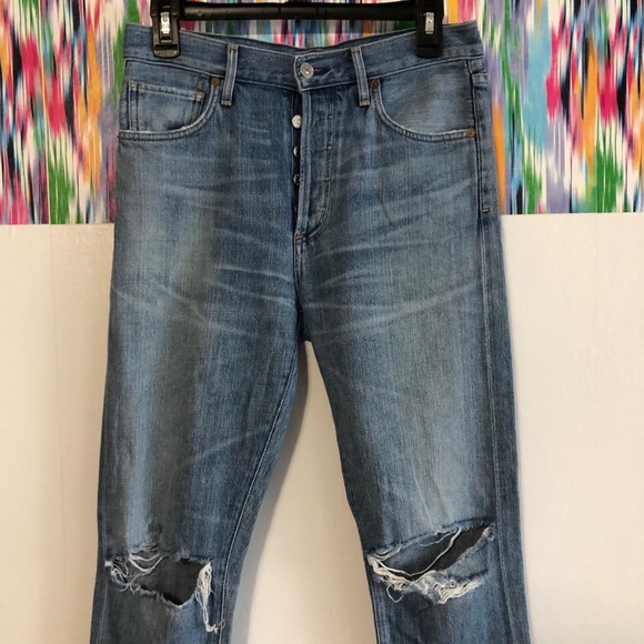 COH Liya hi-rise denim button fly distressed jean - Picture 4 of 8